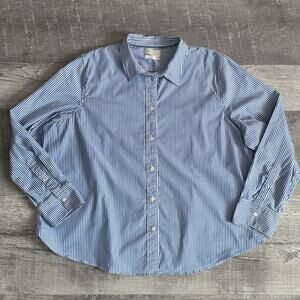 JCrew Cotton Stretch Slim Fit Poplin Shirt Womens 22 Button Up Blue Stripe AW239